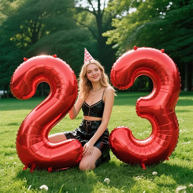 40 Inch Red Number 23 Digital Balloon,Jumbo Mylar Foil Helium Balloon for 23 Balloons for Birthday Party,Wedding Anniversary Party Decorations