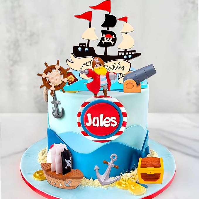 Pirate Birthday Cake Decoration Pirate Birthday Party Supplies Treasure Chest Cake Decoration Pirate Cupcake Picks Pirate Ship Cake Decoration Treasure Hunt Cake Decor