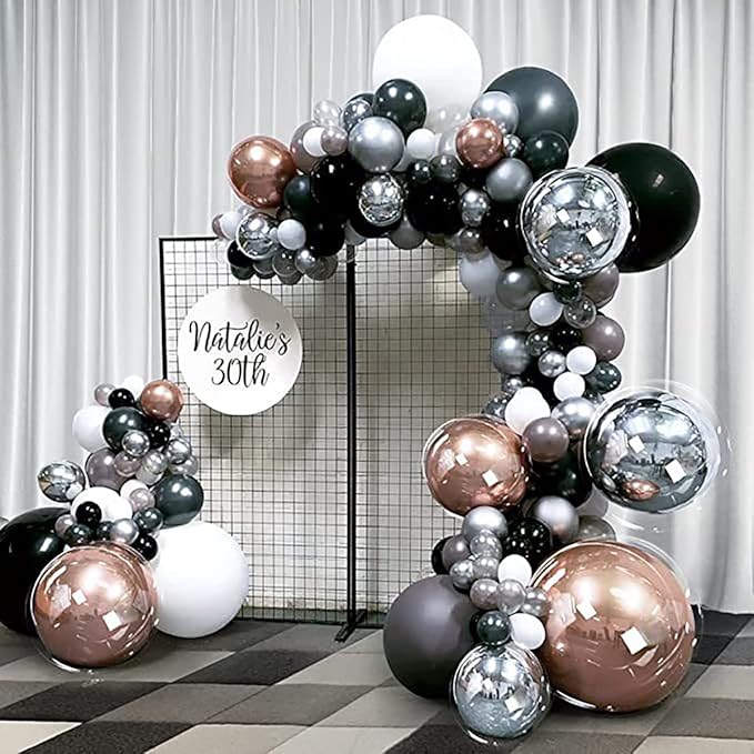 KALOR 10 Pcs 22 Inch Black Mylar Balloons, Large 4D Giant Round Foil Balloon Big Mirror Metallic Balloons for Birthday Party Baby Shower Gender Reveal Supplies
