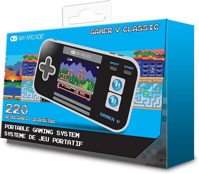 My Arcade Gamer V Classic-Blue: Portable Gaming Console with 220 Games, 2.5" Color Display, Pocket Size (DGUN-3919)