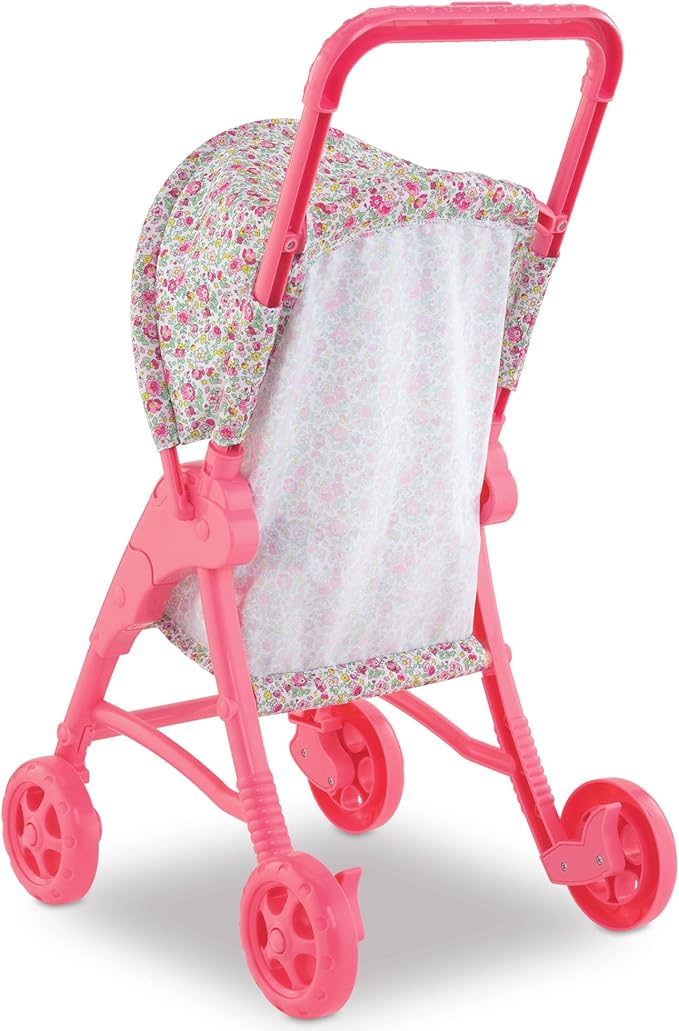 Corolle Mon Premier Poupon Foldable Baby Doll Stroller Set - Lightweight Toy Stroller for Toddlers 1-3 - Pink & White Doll Carriage for 12 Inch Dolls