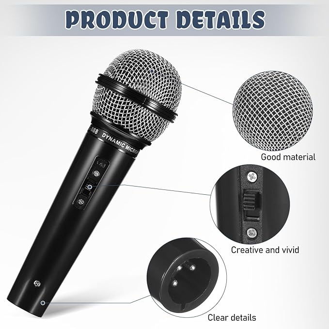 TOYANDONA Fake Microphone Prop for Kids - 2pcs Plastic Microphone 6. 4" Pretend Play Mic Toy for Reporter Interview, Karaoke Stage Performance, Halloween Christmas Party Costume Favors