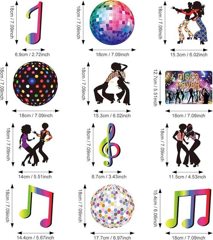Dianelhall 53 Pieces 70s Disco Party Decorations Disco Ball Hanging Swirls Ceiling Decor for Retro Fever 70's Boogie 1970s Birthday Hippie Party Favors