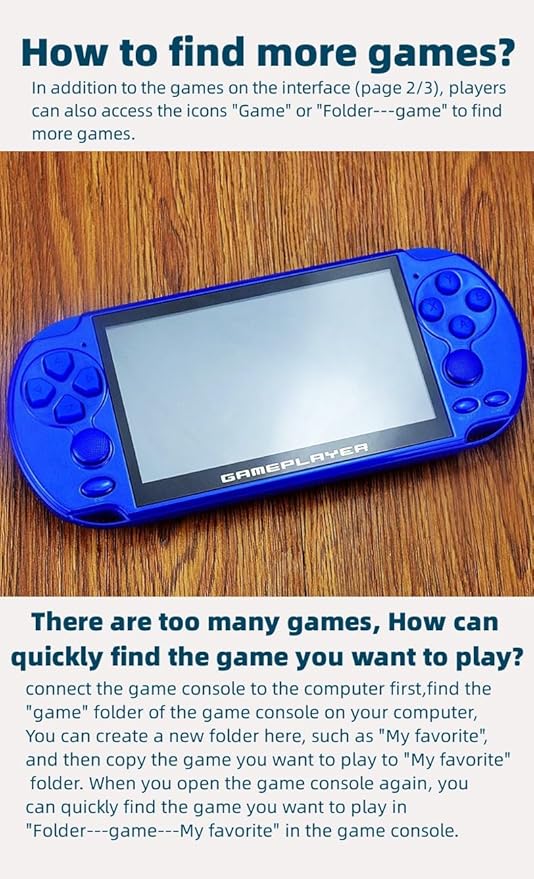 JXD Multifunctional Video Game Console 5.1 inch 7500 Free Retro Games Handheld Game Console Portable Pocket Children's Game Player Mini Arcade Emulator Device mp3/4 Holiday(Dblue)