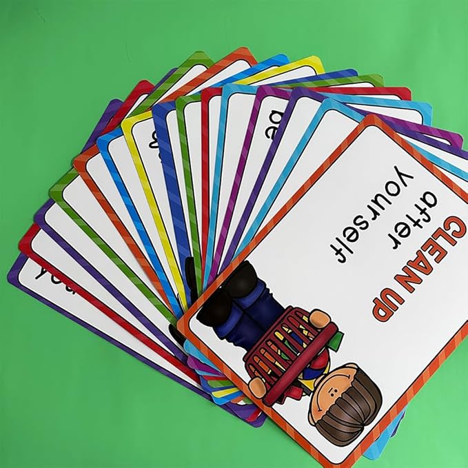 Lachilly 15 Sheets Classroom Rules Educational Poster for Preschool, Home, Middle and High School Classroom Wall Decoration, Language Arts Charts, Toddler Learning Toys, Bulletin Board Set