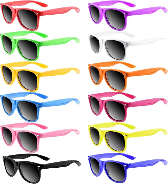 TUPARKA 12 Pack Sunglasses Neon Colors Sunglasses Party Favors Goody Bag Fillers Bulk for Birthday Party Beach Pool Party, 12 Colors