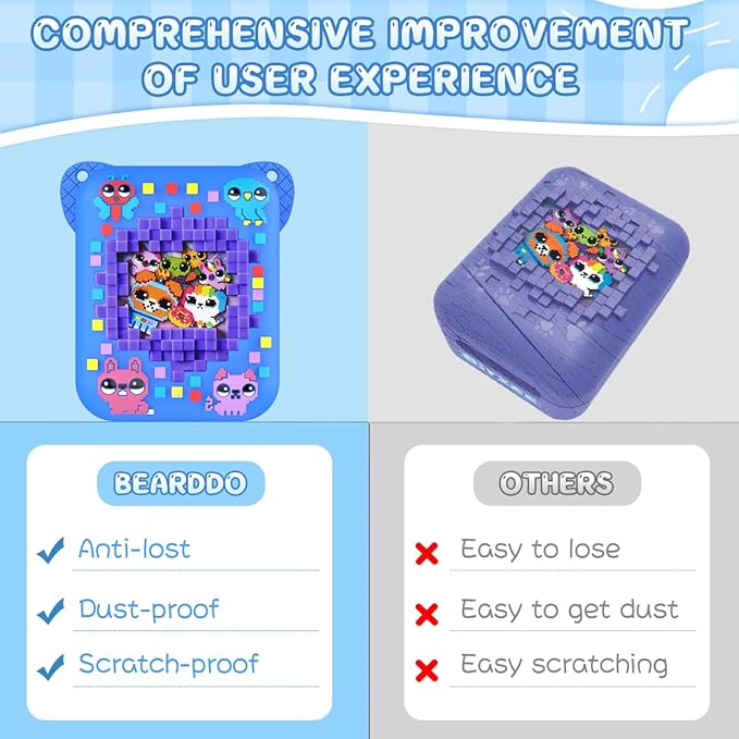 BEARDDO Silicone Cover Case for Bitzee Orginal Interactive Toy Digital Pet and Case, Protective Skin Sleeve with Lanyard for Bitzee Virtual Electronic Pets Accessories Kids Boys Girls (Blue)