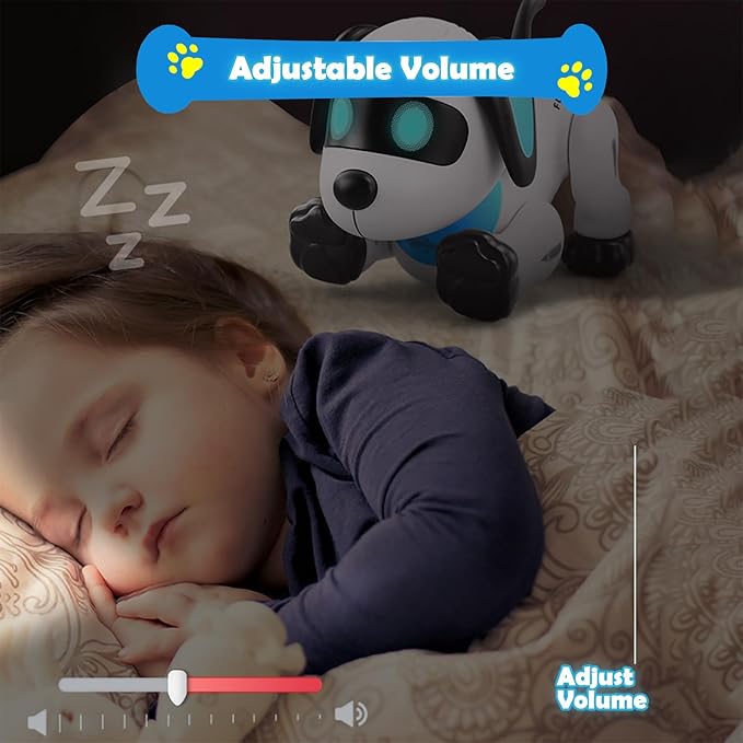 yiman Remote Control Robot Dog Toy – Programmable Smart Robot Dog for Kids 3+, Interactive Dancing & Sound, RC Stunt Toys with LED Eyes, Electronic Pet Toy for Boys & Girls Gifts (Blue)