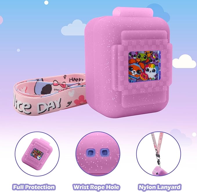 Silicone Cover for Bitzee Interactive Toy Digital Pet Case with Lanyard,Protective Case Holder Skin for Bitzee Virtual Electronic Pets for Girls & Boys (Pink)