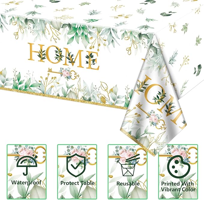 4Pcs Home Sweet Home Tablecloth - Housewarming Table Cover, Rectangular Key House Decoration Table Cloth for New Homes Decoration House Warming Wedding Party Supplies, 51x86 Inch