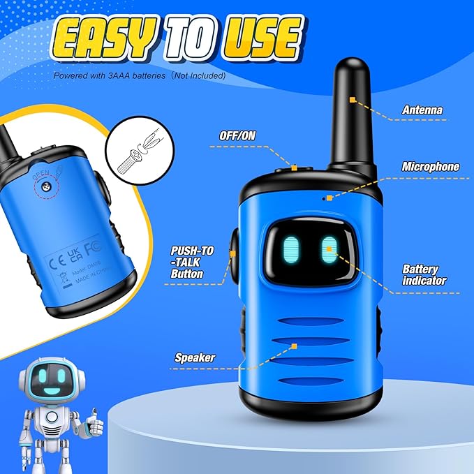 Kids Walkie Talkies Toys for Boys: comedyfun Mini Robots Walkies Talkies 2 Pack Easter Birthday Gifts for 3 4 5 6 7 8 Year Old Boys Toys Age 4 5 6 7 8 Basket Stuffers Camping Outdoor Games