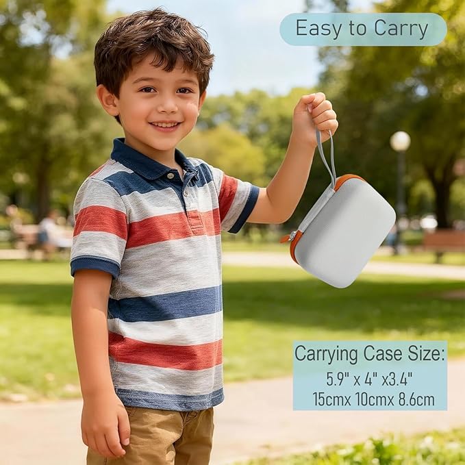 Hard Carrying Case and Silicone Cover for Yoto Mini, Protective Travel Carrier for Kids and Adventure Jacket with Card Pouch 3 in 1 Accessories Set for Yoto Mini Player, Orange