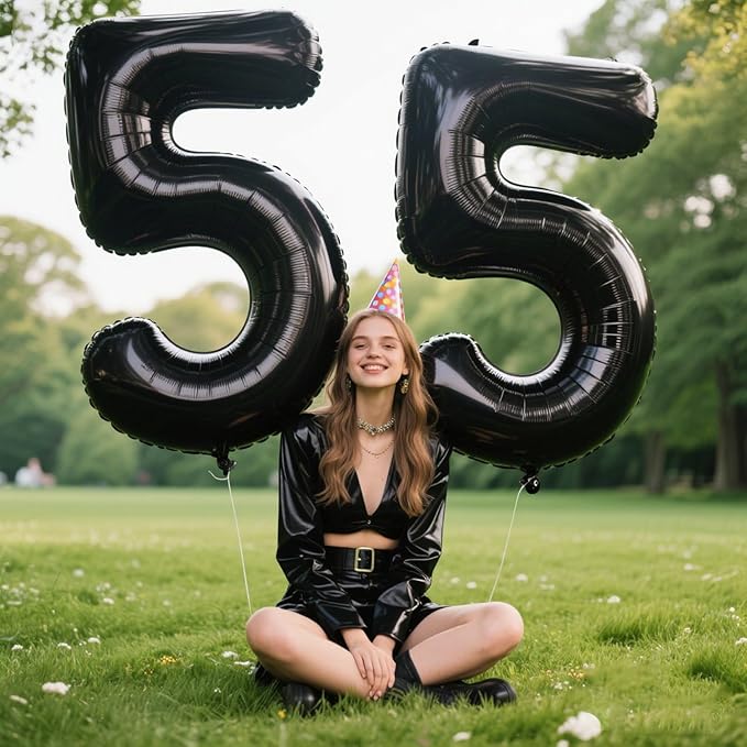 40 Inch Large Black Number 5 Balloons Foil Balloons 15th 25th 35th 50th 55th Giant Number Balloons for Men Women Birthday Party Anniversary Celebration Decorations