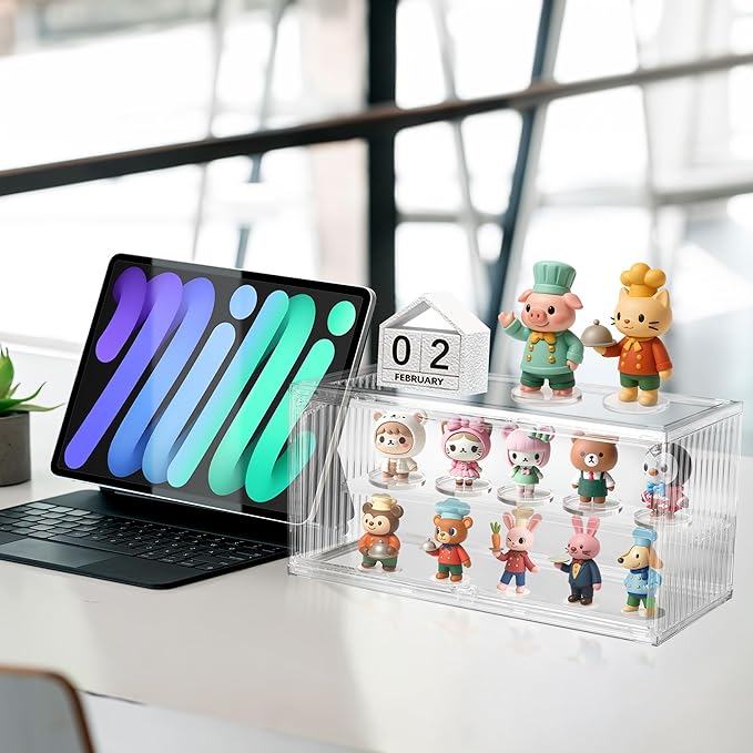 Acrylic Display Case, 2 Layer Adjustable Figure Display Case, Acrylic Display Box with Magnetic Door for Collectibles Action Figure |14.5 x 7.2 x6.3inches (1, 14.5 x 7.2 x6.3inches)