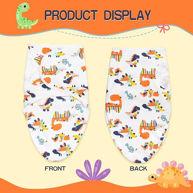 Reborn Baby Doll Clothes Swaddle Blanket Hat (Dinosaur Pattern) for 17-22 inch Reborn Boy Baby Doll Clothing Adjustable Receiving Blankets Gift