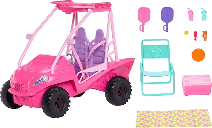 Barbie Mysteries: Beach Detectives Playset with Beach Buggy Toy Car & 10+ Accessories, Including Chair & Towel