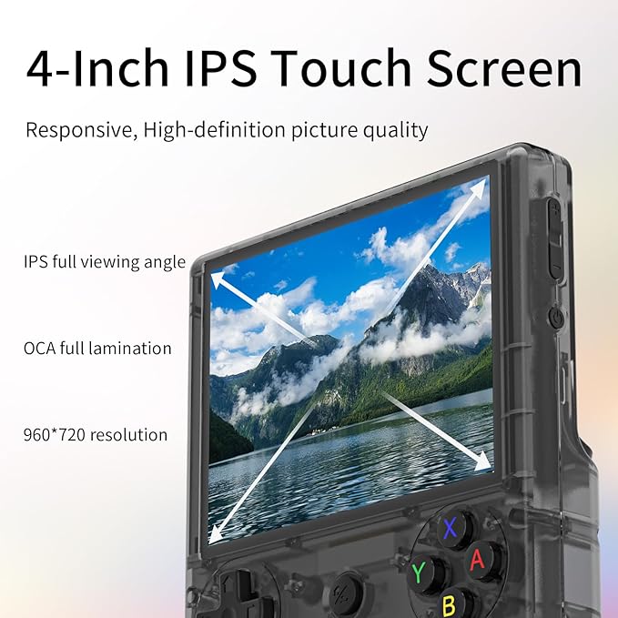 RG406V Android 13 Handheld Game Console 4" HD IPS 8GB RAM NO Card RGB Lighting Game Player 5500mAh Battery Multi-Format Support RG406V Black