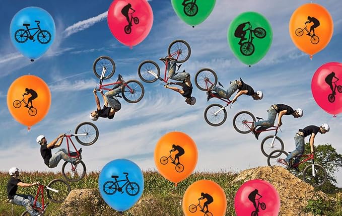 50Ct Bicycle Latex Balloons - BMX Bike Game Birthday Baby Shower Wedding First Birthday Party Supplies Decorations Favors Sports Home Outdoor Decor