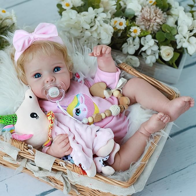 Reborn Baby Dolls - 20-inch Realistic Baby Doll Girl, Lifelike Newborn Baby Doll with Full Vinyl Body, Handmade with Accessories, Real Life Baby Doll for 3+ Years Old Kids Gifts