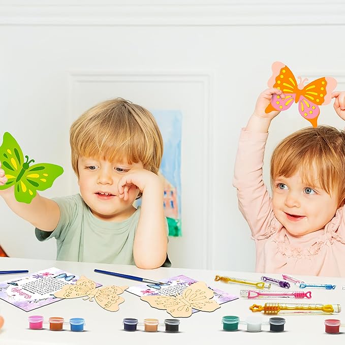 Butterfly Party Favors - 12 PCS Butterfly Birthday Party Supplies - Butterfly Bubbles & Paint Crafts - Butterfly Birthday Decorations Goodie Bags Gifts Prizes for Kids Girls Toddler