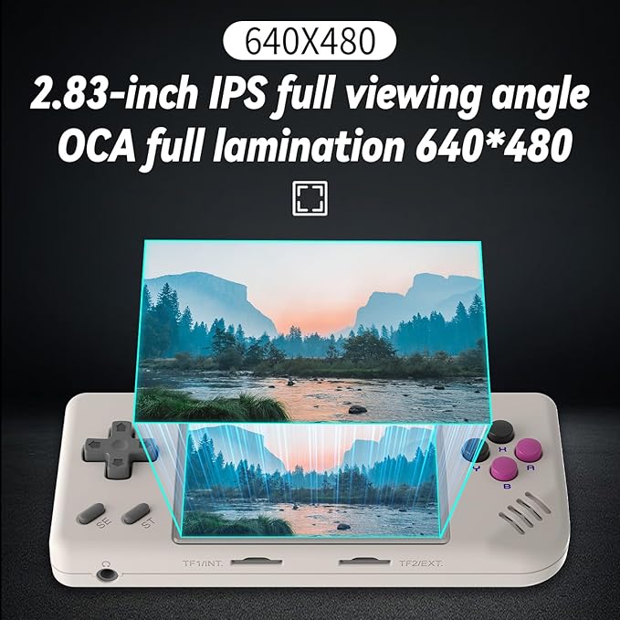 RG28XX Retro Handheld Game with Linux System, 2.83 Inch IPS Screen Built-in 64G TF Card 5516 Games Support Multimedia Application and TV Output(Gray)