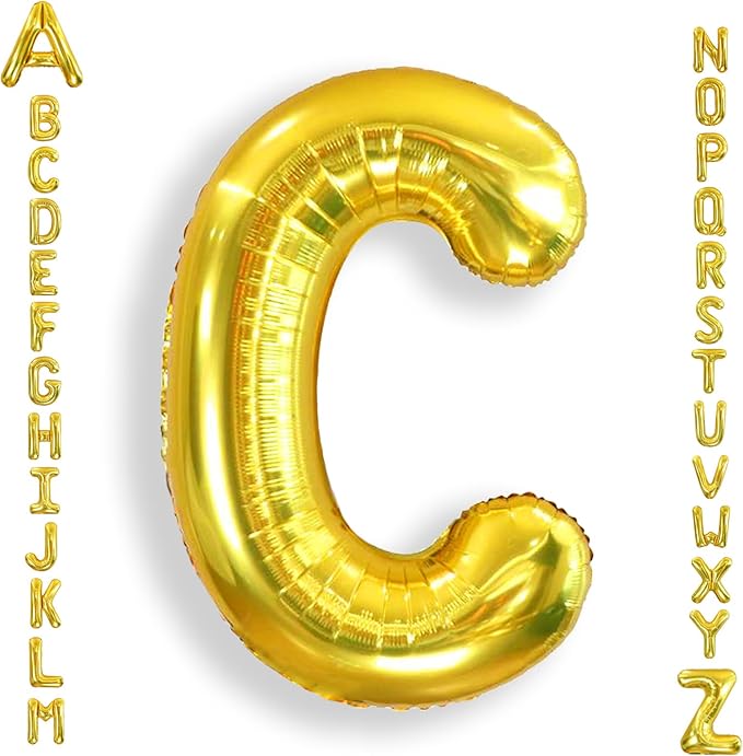 AULE 40 Inch Big Letter Balloon Gold C Large Foil Helium Alphabet Balloons A-Z for Birthday Anniversary Graduation New Year Party Decoration Supplies