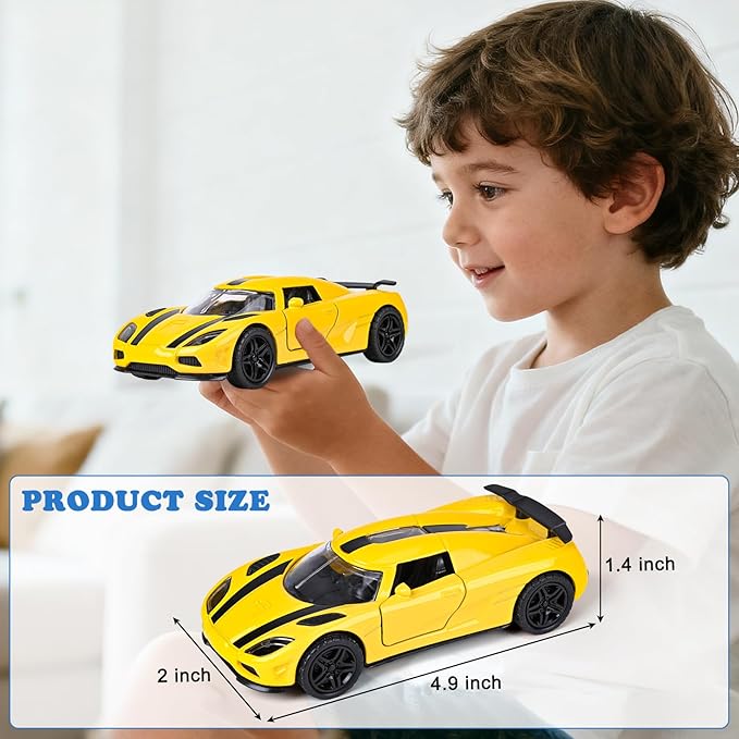 4 Pack Toy Cars,1/36 Metal Diecast Cars Toy with Opening Doors Kid Pull Back Cars Toys Set,Boy Toy Car for Age 3 4 5 6 7 8 9 10 11 12