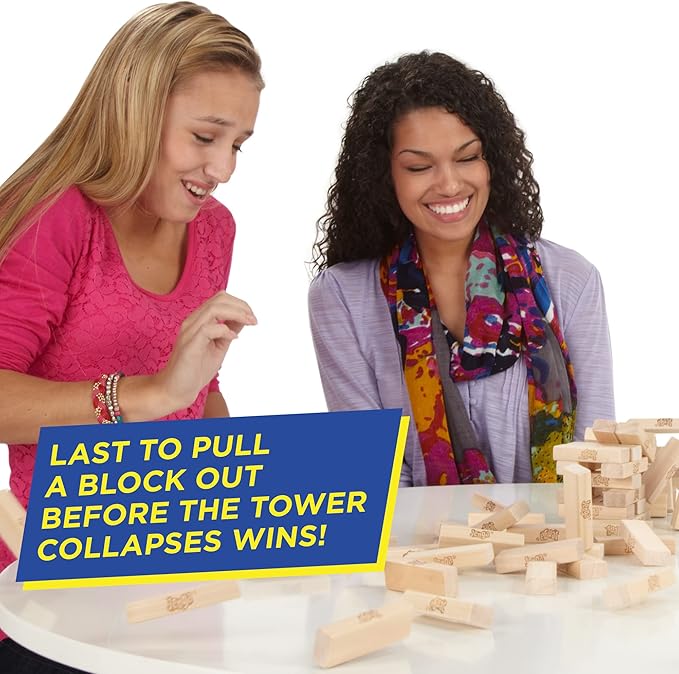 Hasbro Gaming Jenga Game | The Original Wood Block Game with Genuine Hardwood Blocks | Stacking Tower | Ages 6+ | 1 or More Players | Party Games for Kids | Family Games