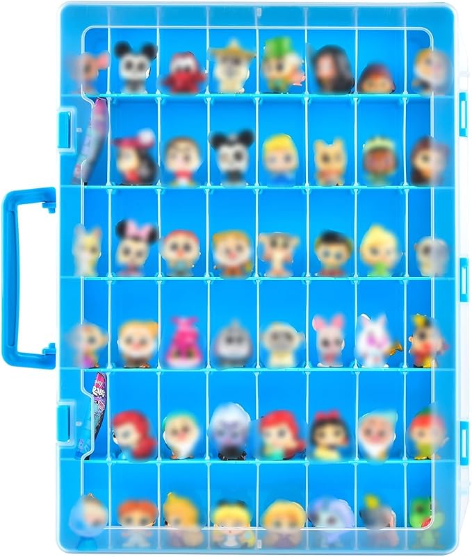 Display Case Compatible with Disney Doorables Collectible Mini Figures/ for MGA Entertainment Miniverse. Toys Storage Organizer Container for Multi Peek/ for Village Peek Characters (Box Only)- Blue