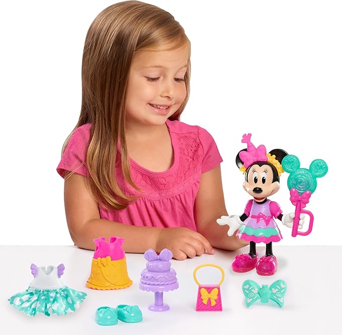 Disney Jr Minnie Mouse Fabulous Fashion 14-Piece Sweet Party Doll and Accessories, Kids Toys for Ages 3 Up by Just Play