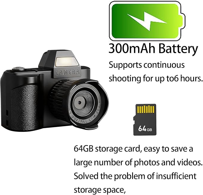 Mini Keychain Camera, 64MP Digital Camera with 64GB SD Card, with Soft Silicone Protective Case, Portable Small Camera, for Teenagers, Adult Beginners, Small Photography Gift Travel Study Recording