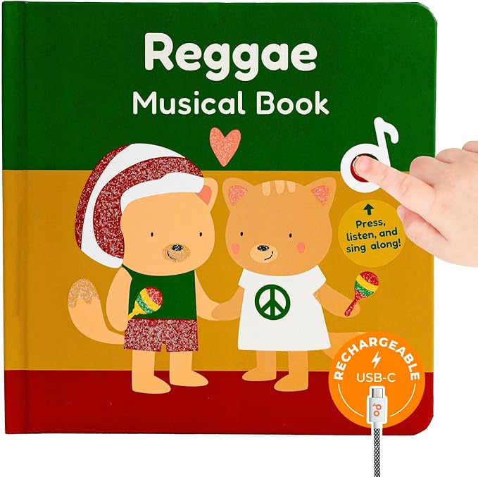 Cali's Books Reggae Musical Book for Toddlers 1-3 with Favorite Bob Marley Songs. Sound Book for Toddlers 1-3 for Kids