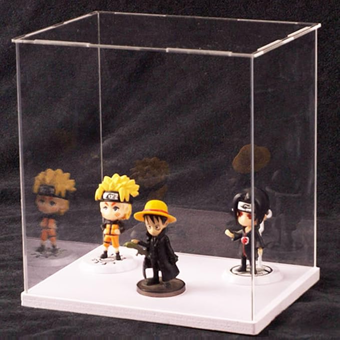 Openable Clear Acrylic Display Case-Assemble Countertop Box with White Base for Display-Clear Display Box,Dustproof Protection Showcase for Figures Toys Collectibles (8x6x14inch/20x15x35cm)