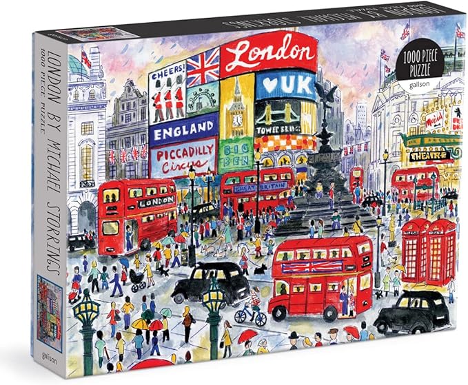 Galison Michael Storrings 1000 Piece London Jigsaw Puzzle for Adults – Illustrated Art Jigsaw Puzzle with Scene from The Streets of London – Fun Indoor Activity, Multicolor