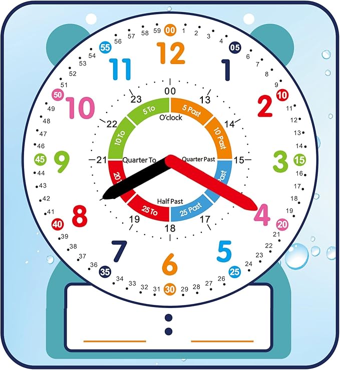 Large 12" Magnetic Writable Dry Erase Teaching Clock,Teaching Demonstration Clock for Kids Learning Time with Cute Style for Home School Classroom Supplies(12" x 11")