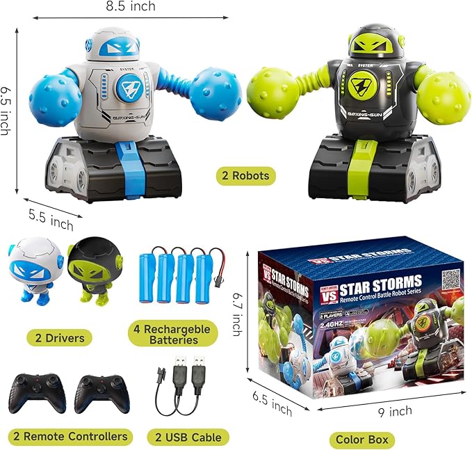 Remote Control Fighting Robots Game Set of 2, RC Ejecting Battle Bots Toys with Light & Sound, Fun Electronic Battle Robots Toy, Christmas Birthday Gifts for Kids Boys Age 5 6 7 8 9 10