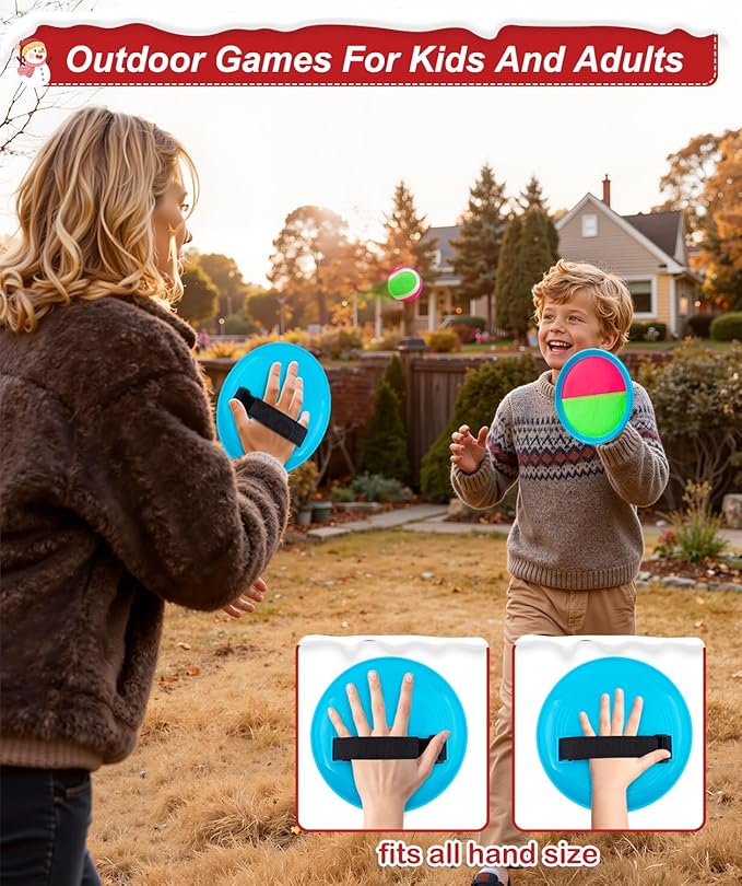 Toss and Catch Ball Game Set Christmas Stocking Stuffer for Kids Toddler, Toys for 3 4 5 6 7 8 Year Old Boys Girls Birthday Gift, Yard Outdoor Games for Kid Ages 4-8 8-12 Beach Pool