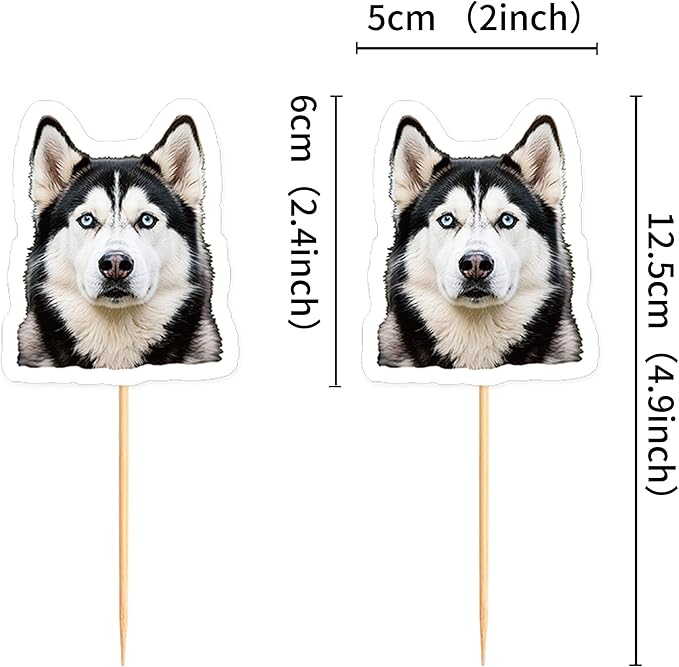 Ercadio 24 Pcs Pet Dog Puppy Cupcake Toppers Dog Themed Birthday Party Supplies Cute Huskies Puppy Birthday Party Baby Shower Party Cake Decorations