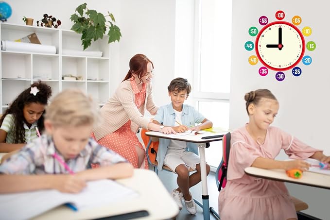 D24TIME 34Pcs Telling Time Bulletin Board Set Decoration Clock for Kids Learning to Tell Time Telling Time Teaching Practice Clock for Elementary Preschool Classroom Supplies Teachers Back to School