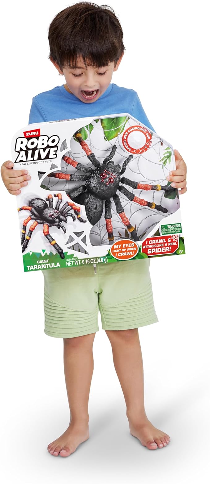 Robo Alive Giant Tarantula by ZURU Battery-Powered Robotic Interactive Electronic Spider That Moves and Crawls, Comes with Web Slime, Prankst Toys for Boys, Kids, Teens