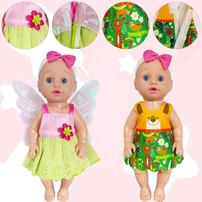 8 Sets Baby Doll Clothes,Baby Alive Clothes Dress Outfits Accessories for 10-12 Inch Girl Dolls,Christmas Birthday New Year Gift for Kids