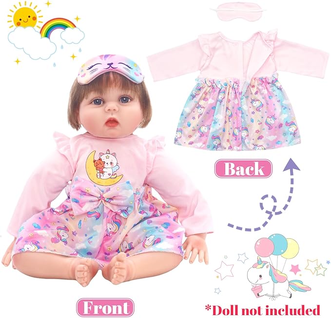 4 Sets Doll Clothes and Accessories for 20-22 Inch Dolls, 9 Pcs Clothes Dresses Outfits Including Dress, Headbands, Blindfold, Top and Pants