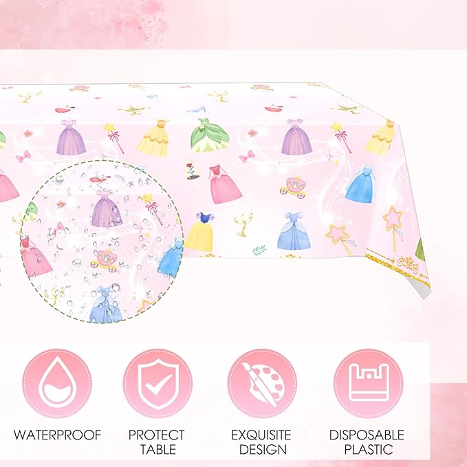 41Pcs Princess Birthday Party Decorations,Pink Prnss Themed Tableware Set,Include Princess Plates,Napkins,Tablecloth,for Baby Showers,Girls Birthday Party Decorations,Kids Party Setup,Serves 20