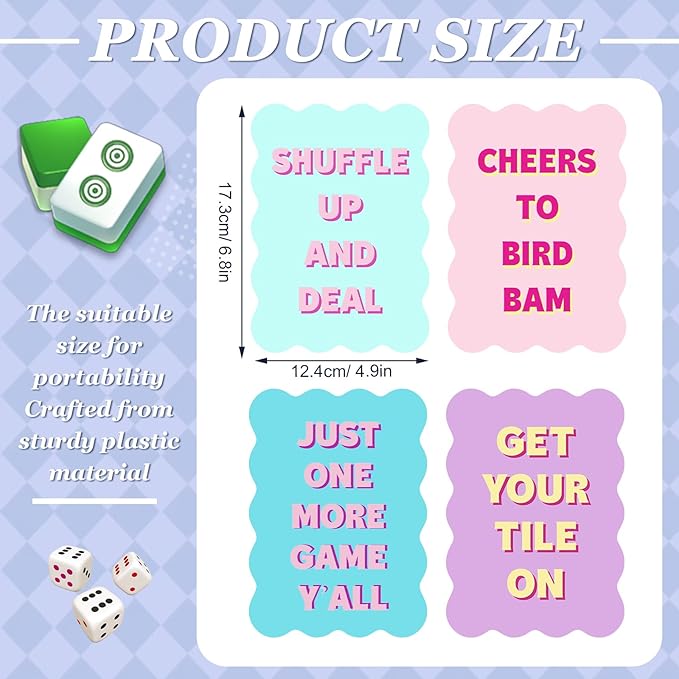 Soulchen 4 Pcs Mahjong Tile Mixer Shufflers for Mixing and Shuffling Tiles Plastic Mahjong Accessories Gifts for Lovers Games Decorative Printed Design (Light-Colored Style)