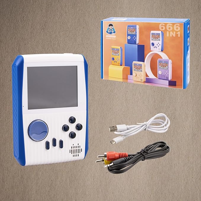Retro Game Console Handheld, Mini Handheld Game Console for Kids with 666 Classic Retro Games, 1020mAh Rechargeable Battery, 3 Inch Screen Gameboy, Birthday for Boy Girl (White)