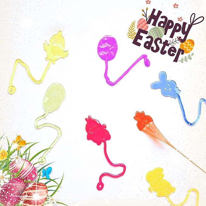 Easter Eggs Filled with Sticky Hands –24 Pack Pre-Filled Easter Eggs with 24 Assorted Sticky Hands Toys, Easter Basket Stuffers for Kids, Party Favors