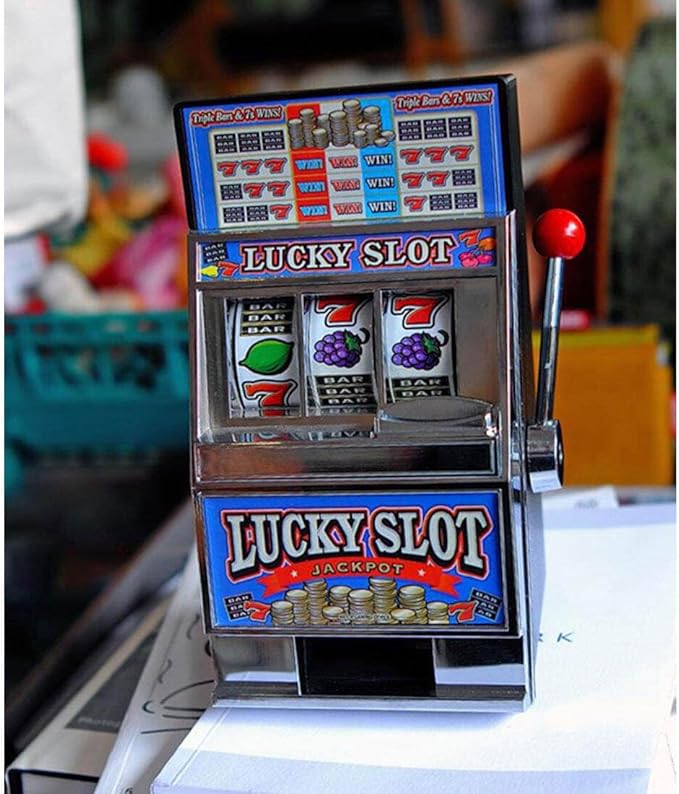 Mini Slot Machine, Nostalgia Retro Arcade Slot Machine Coin Bank Portable Handheld Game Machine Toys, Rechargeable Machine Arcade for Adult