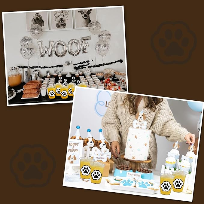 50pcs Paw Print Cups, 12 Oz Dog Paw Plastic Cups for Baby Shower Birthday Party Supplies Birthday Graduation Events