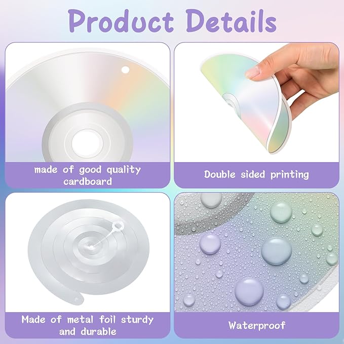 Pajean 25 Pcs CD Swirls Decorations 90s Party Hanging Decorations Retro 80s 90s Music Theme Ceiling Streamers Iridescent CD Disco Wall Cutouts for 1990s 2000s Y2k Birthday Throwback Supplies