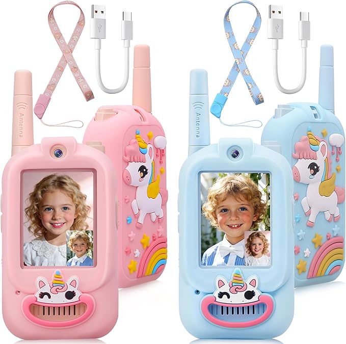 2 Pack Video Walkie Talkies for Kids Rechargeable Digital Toy Walkie-talkies with Camera Long Range for Boys Girls Age 3-5 Children
